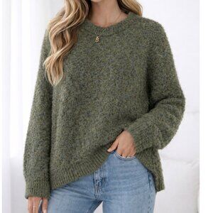 Heartloom Green Knit Sweater Size Small Cozy Crewneck Soft Pullover